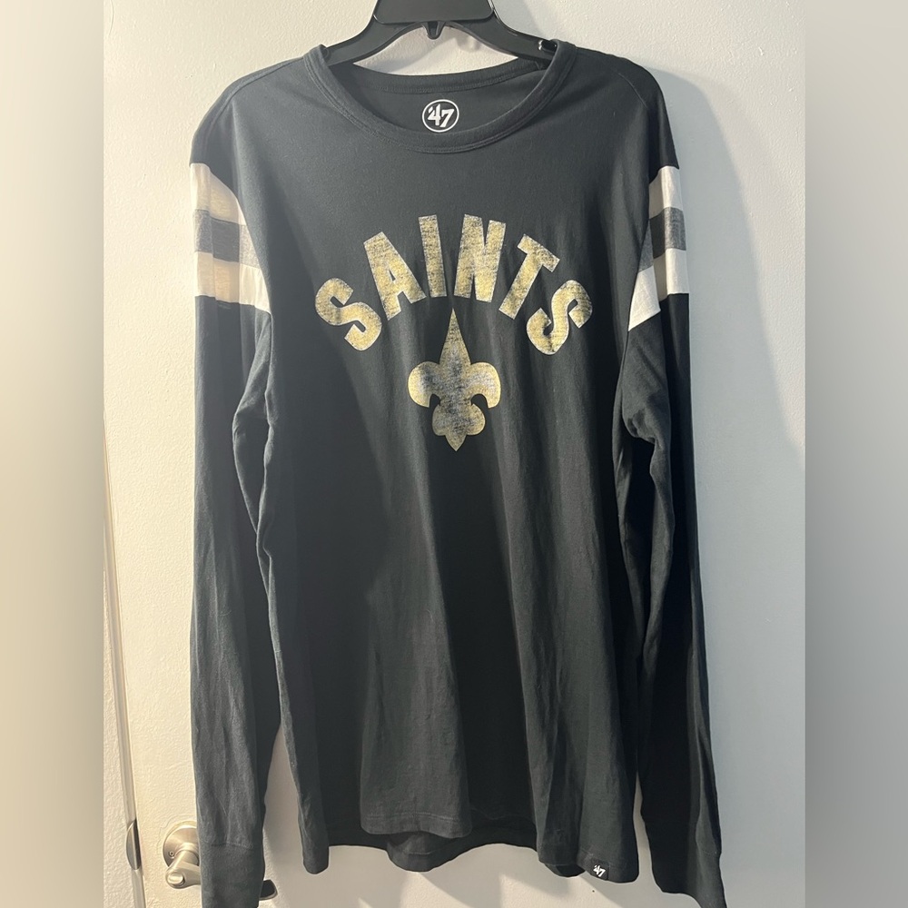 47 Men’s  Black and Gold Saints Long Sleeve Tee